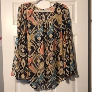 Blu-Pepper Size L MultiColor Sheer Blouse